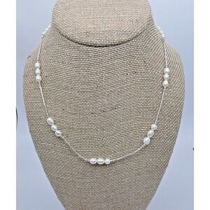 Natural Freshwater Pearls Liquid Silver Necklace 18" Dainty Beautiful B NWOT‎
